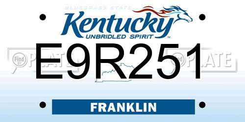 E9R251 Kentucky License Plate
