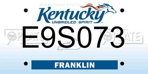 E9S073 Kentucky License Plate