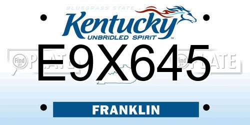E9X645 Kentucky License Plate