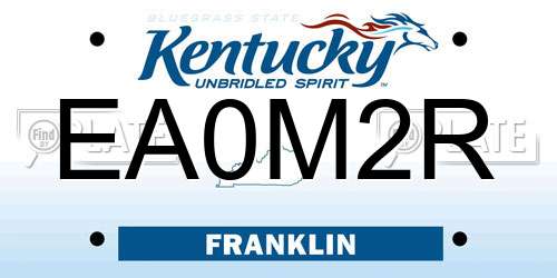 EA0M2R Kentucky License Plate