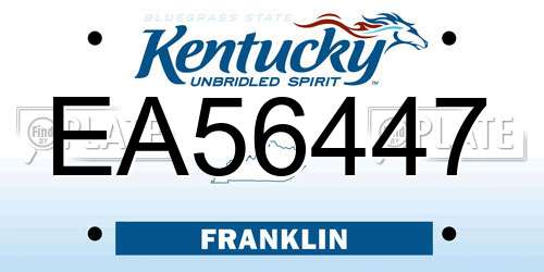 EA56447 Kentucky License Plate