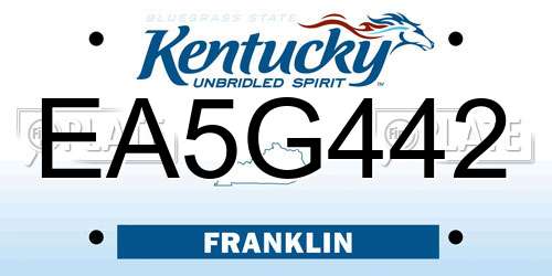 EA5G442 Kentucky License Plate