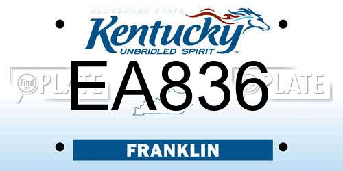 EA836 Kentucky License Plate