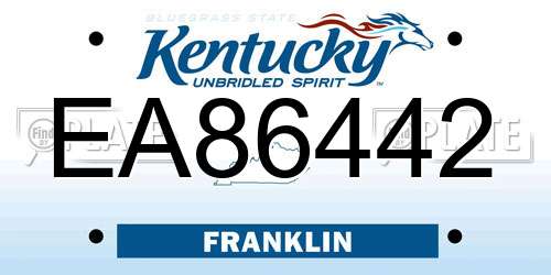 EA86442 Kentucky License Plate