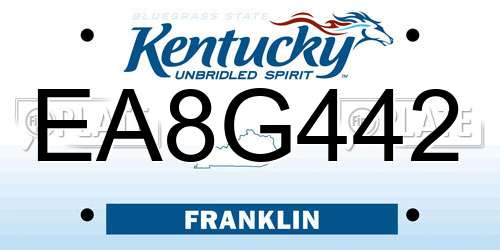 EA8G442 Kentucky License Plate