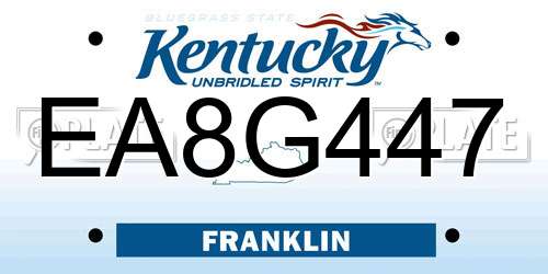 EA8G447 Kentucky License Plate