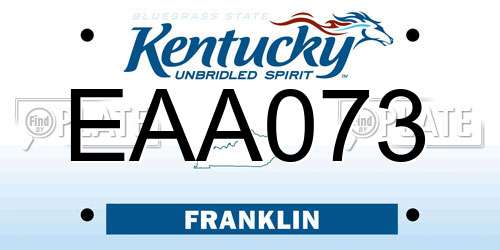EAA073 Kentucky License Plate