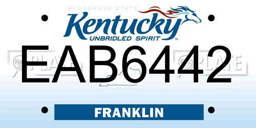 EAB6442 Kentucky License Plate