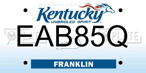 EAB85Q Kentucky License Plate