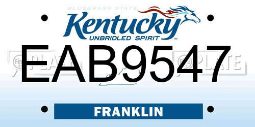 EAB9547 Kentucky License Plate