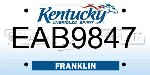 EAB9847 Kentucky License Plate