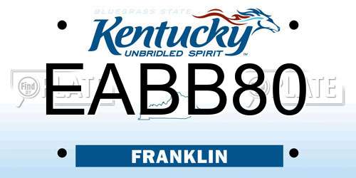 EABB80 Kentucky License Plate