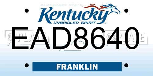 EAD8640 Kentucky License Plate