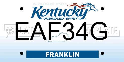 EAF34G Kentucky License Plate