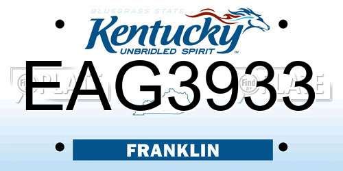 EAG3933 Kentucky License Plate