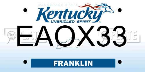 EAOX33 Kentucky License Plate