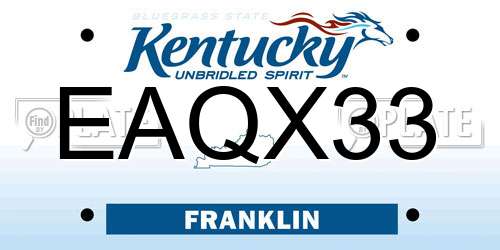 EAQX33 Kentucky License Plate