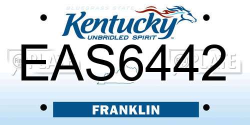 EAS6442 Kentucky License Plate