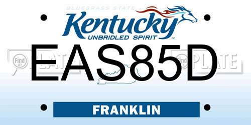 EAS85D Kentucky License Plate