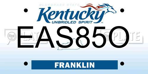 EAS85O Kentucky License Plate