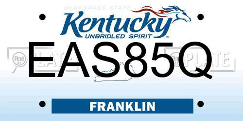 EAS85Q Kentucky License Plate