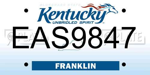 EAS9847 Kentucky License Plate