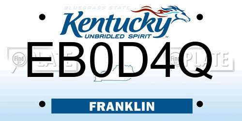 EB0D4Q Kentucky License Plate