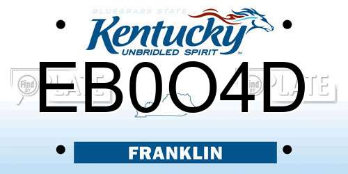 EB0O4D Kentucky License Plate