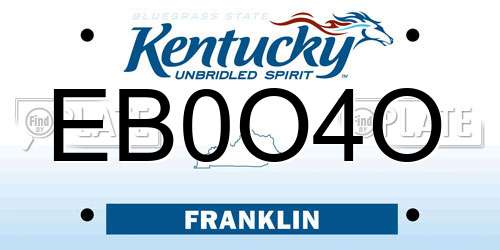 EB0O4O Kentucky License Plate