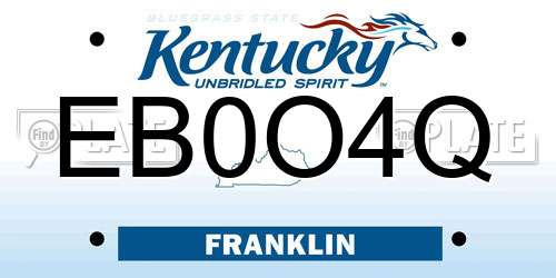 EB0O4Q Kentucky License Plate