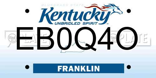 EB0Q4O Kentucky License Plate