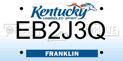 EB2J3Q Kentucky License Plate