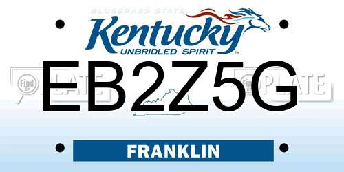 EB2Z5G Kentucky License Plate