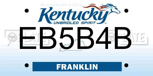 EB5B4B Kentucky License Plate