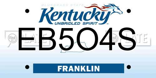 EB5O4S Kentucky License Plate