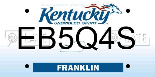 EB5Q4S Kentucky License Plate
