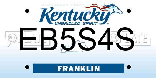 EB5S4S Kentucky License Plate