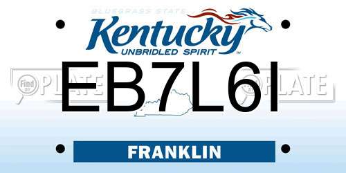 EB7L6I Kentucky License Plate