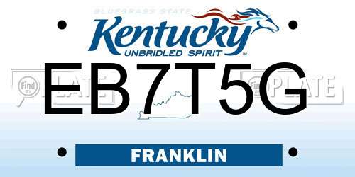 EB7T5G Kentucky License Plate