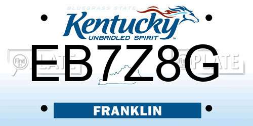 EB7Z8G Kentucky License Plate