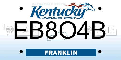 EB8O4B Kentucky License Plate