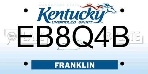 EB8Q4B Kentucky License Plate