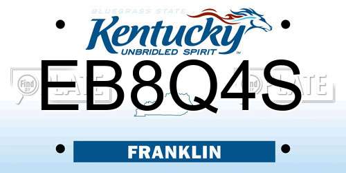 EB8Q4S Kentucky License Plate