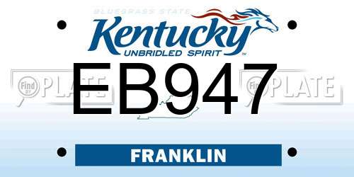 EB947 Kentucky License Plate