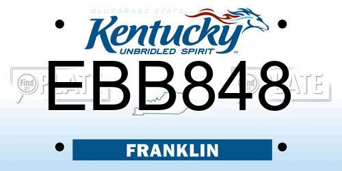 EBB848 Kentucky License Plate