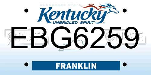 EBG6259 Kentucky License Plate