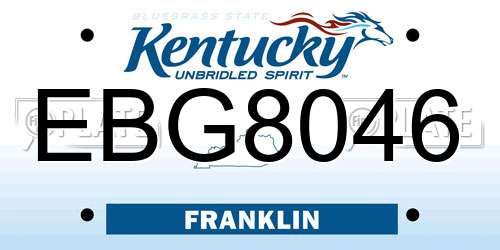 EBG8046 Kentucky License Plate