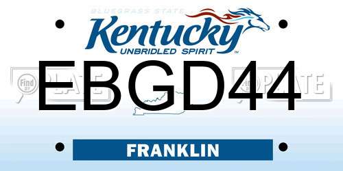 EBGD44 Kentucky License Plate