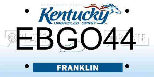 EBGO44 Kentucky License Plate