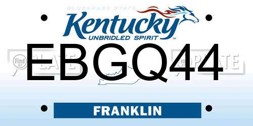 EBGQ44 Kentucky License Plate